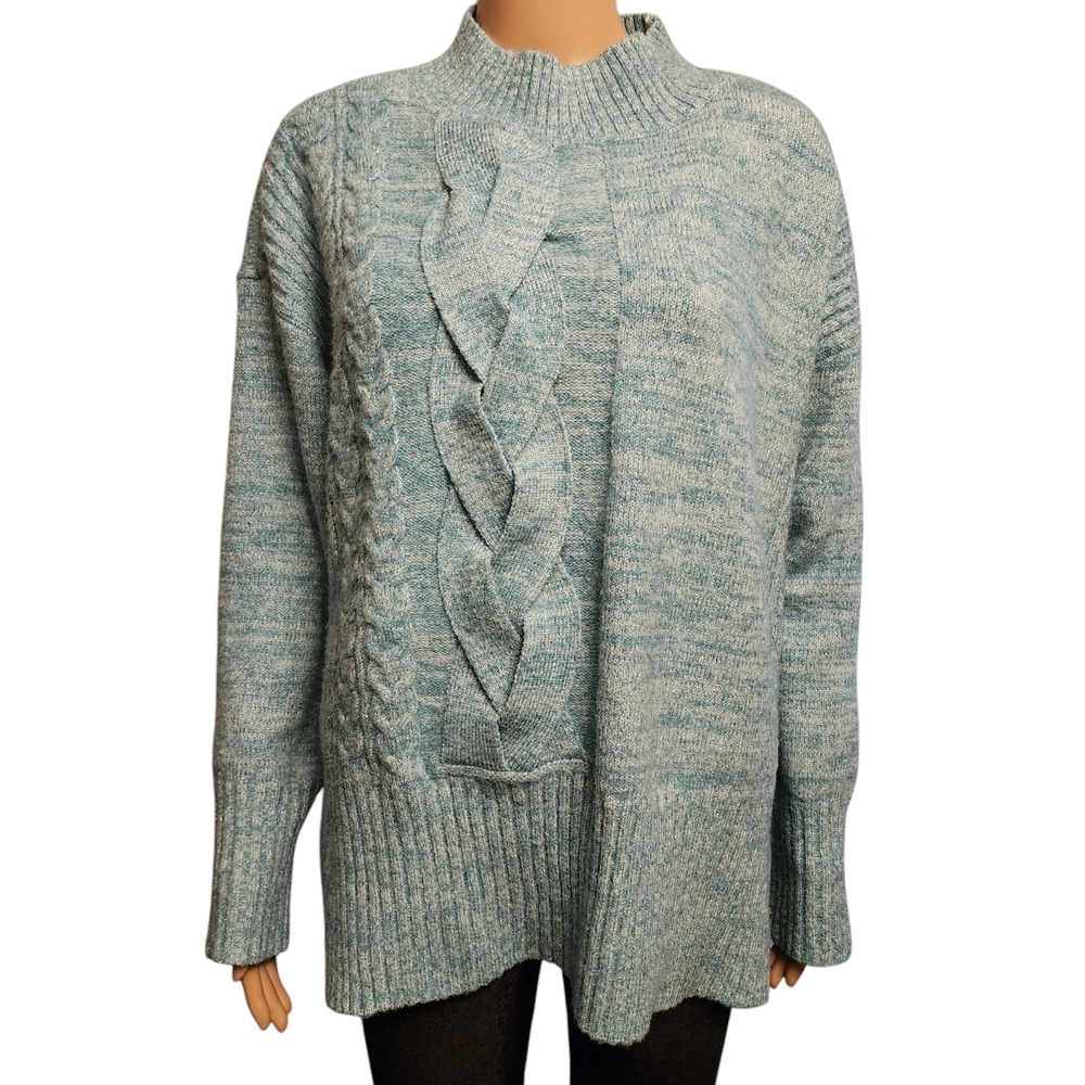 Simply Vera Women's Mock Neck Shimmer Light Blue Sweater Size L